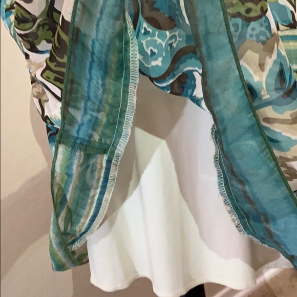 sheer floral mini skirt green turquoise white My Michelle 11 - Picture 2 of 6